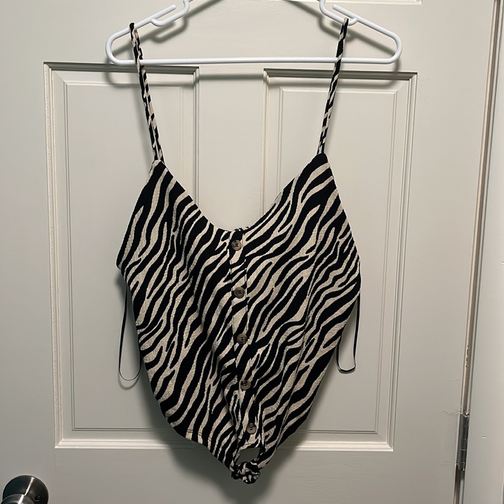 Zebra Tank Top with Front Twist